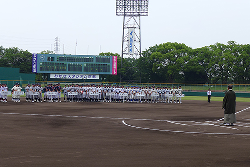 全京都大学野球トーナメント大会　開会式で激励