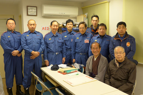 ３学区の消防分団の皆さんを激励