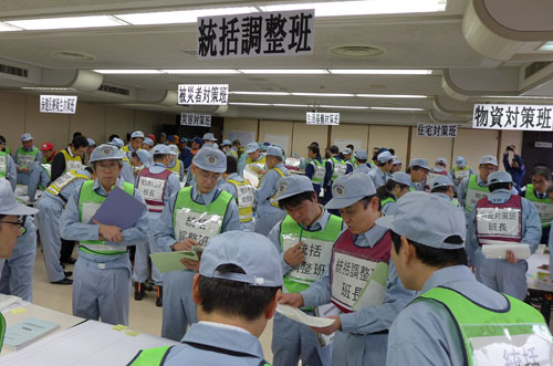 阪神淡路大震災から２０年　教訓を生かす　京都市災害対策本部運用訓練