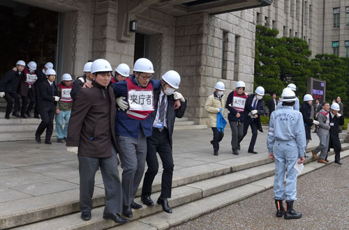 阪神淡路大震災から２０年　教訓を生かす　京都市災害対策本部運用訓練