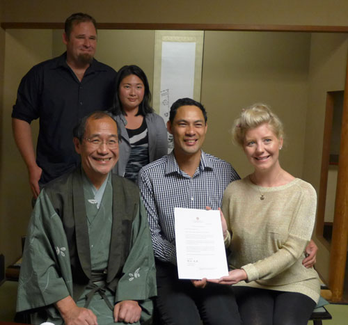 京都での結婚式記念　外国人カップルに結婚証明書をお渡ししました！