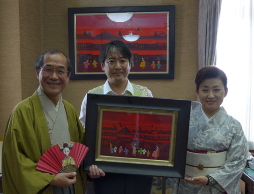 画家の大杉 真司さんからフィレンツェに贈る絵画をいただきました