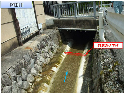 浸水被害を防ぐ！雨に強いまちづくり！　宇多川支川（北区）・荒木川（西京区）・谷田川（西京区）での護岸の嵩上げ・河床の切下げによる対策工事が完了　記者会見